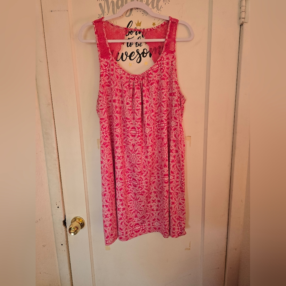 Secret Treasure Pink And White Sleeveless Paisley Sleepwear Size 2x (18W-20W)